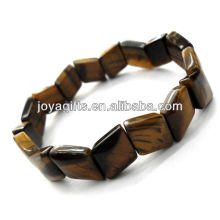 Tigereye gemstone rhombic Spacer esferas pulseira esticar